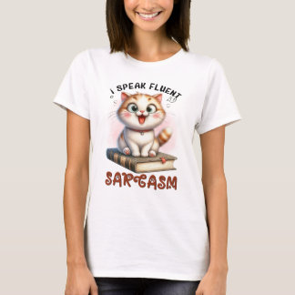Camiseta Gato sarcástico bonito e bonito