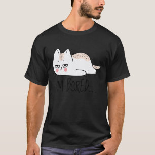 Camiseta Gato Sarcástico Engraçado Estou Entediado Mulheres