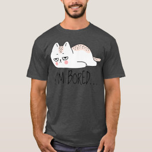 Camiseta Gato Sarcástico Entediado Menino De Mulheres