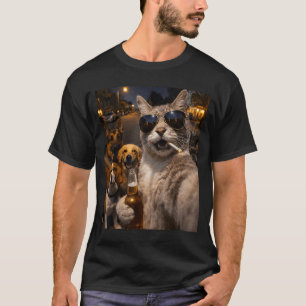 Camiseta Gato sarcástico legal com cachorros selfie meme an