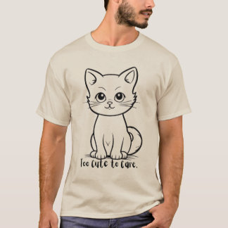 Camiseta Gato Sassy Engraçado "Muito Fofo para se Importar"