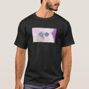 Camiseta Gato Sassy Fino Com Óculos Redondos Vivendo Th