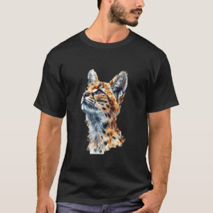 Camiseta Gato Savannah Design Divertido Gato Serval Rugindo