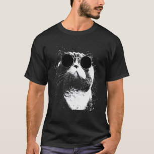 Camiseta Gato Scottish Fold com Óculos de Sol Arte com Salp