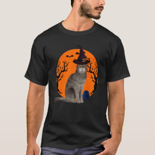 Camiseta Gato Scottish Fold Fofo Chapéu de Bruxa de Hallowe
