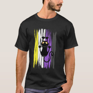 Camiseta Gato Scratch Escalando Orgulho Não Binário Grunge