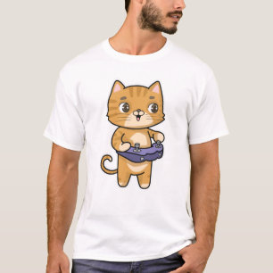 Camiseta Gato se divertindo com controle