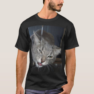 Camiseta Gato Sedento Bebendo da Torneira da Cozinha.