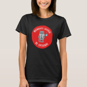 Camiseta Gato Segunda-feira Opicional Trabalho Slogan Gato