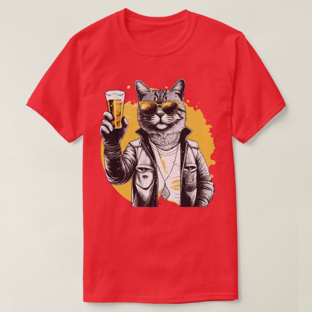 Camiseta Gato segurando uma garrafa (Frente do Design)