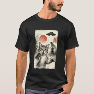 Camiseta Gato Selfie Alien UFO Engraçado Invasão Meme Sumi-