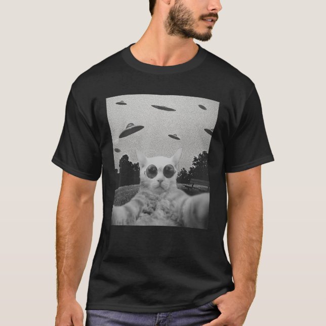 Camiseta Gato Selfie Alienígena de OVNI Selfie (Frente)