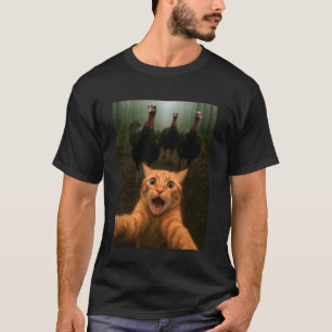 Camiseta Gato Selfie Chase Peru Funny Ação de Graças Kitty