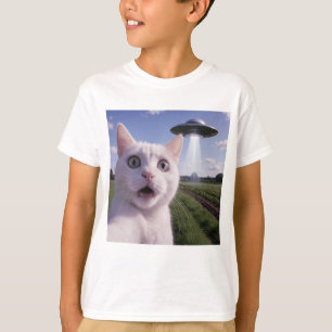 Camiseta Gato Selfie Com Alien Ufo