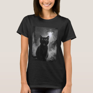 Camiseta Gato Selfie Com Alien ufo Engraçado Homens Mulhere