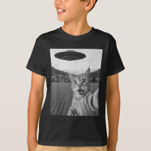 Camiseta Gato Selfie Com Alienígena Ufo Engraçado Alienígen