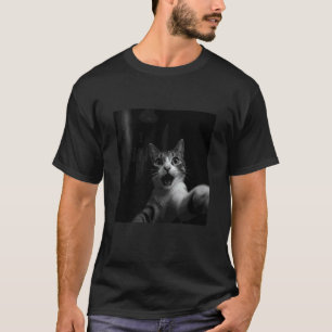 Camiseta Gato Selfie Com fantasma assustador halloween Gato