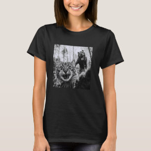 Camiseta Gato Selfie Com Lobisomem Gato Engraçado