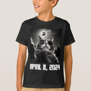 Camiseta Gato Selfie Engraçado do Eclipse Solar Total