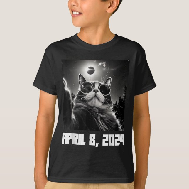 Camiseta Gato Selfie Engraçado do Eclipse Solar Total (Frente)