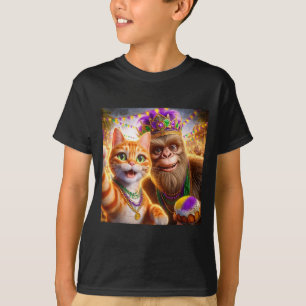 Camiseta Gato selfie engraçado do Mardi Gras Citação Bigfoo