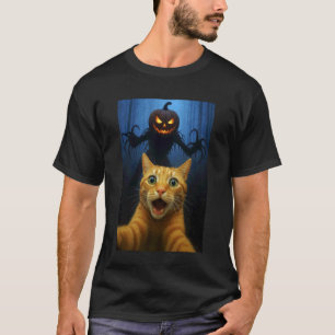 Camiseta Gato Selfie Halloween Abóbora Samhain Gatinho Dive