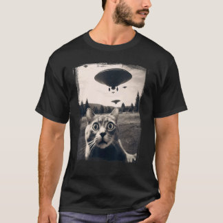 Camiseta Gato Selfie Invasão Alien Meme Engraçado Gatinho F