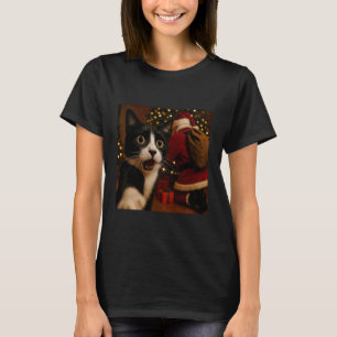 Camiseta Gato Selfie Papai Noel Natal Vibrações Festivas
