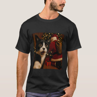 Camiseta Gato Selfie Papai Noel Natal Vibrações Festivas
