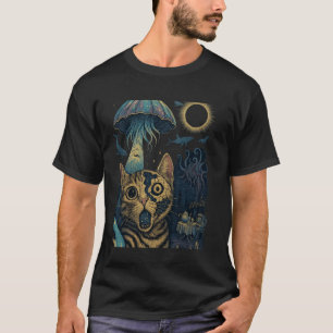 Camiseta Gato Selfie Rosto Fraturado Água-viva OVNI Astrona