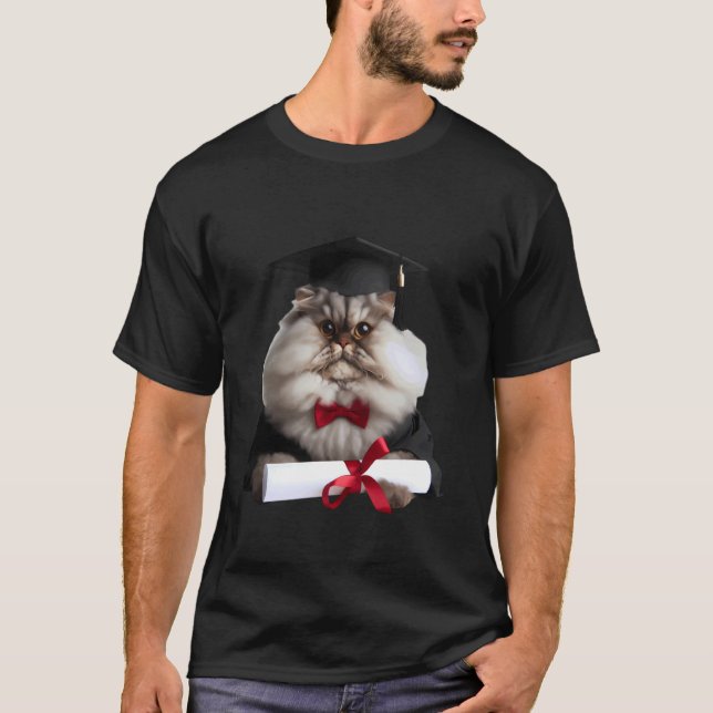 Camiseta Gato Selkirk Rex Cerimônia de Formatura Cap Gradua (Frente)
