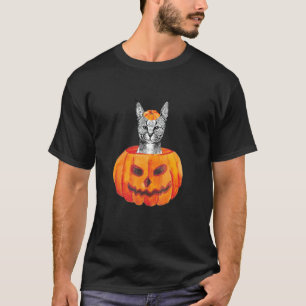 Camiseta Gato Selvagem Abóbora Caracal Halloween