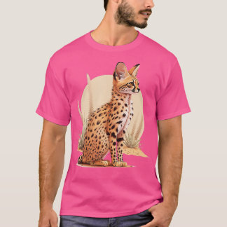 Camiseta Gato Selvagem Africano Cactus Animal Serval Cat Se