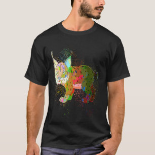 Camiseta Gato Selvagem Caracal com Salpicos de Tinta Colori