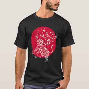 Camiseta Gato Selvagem Sakura Ásia Vida Selvagem Animal Flo