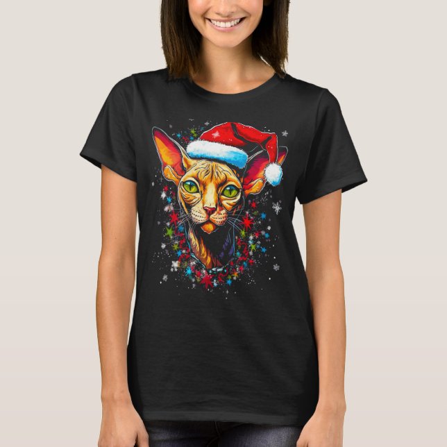 Camiseta Gato Sem Pelo Sphynx Natal (Frente)