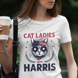 Camiseta Gato Senhoras com Harris Patriótico Lover Gato