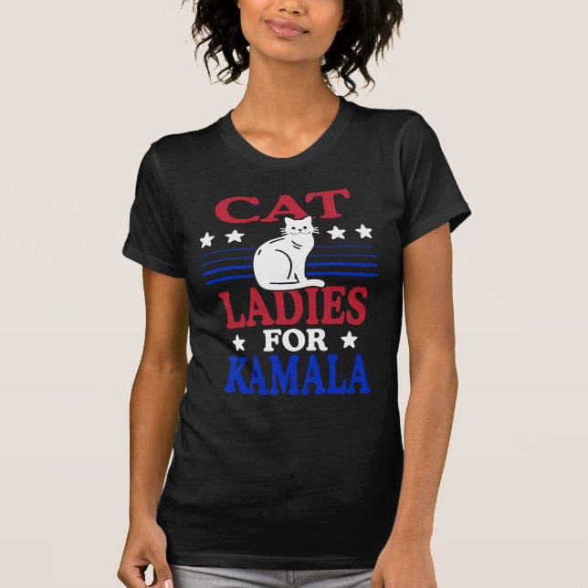 Camiseta Gato Senhoras para a diversão de Kamala Design pol (Frente)