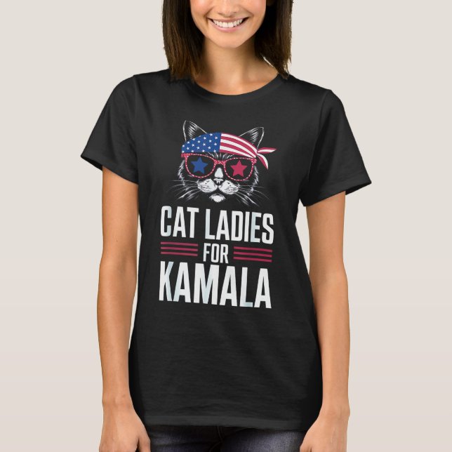 Camiseta Gato Senhoras para Kamala 2024 Presidente Kamala-H (Frente)