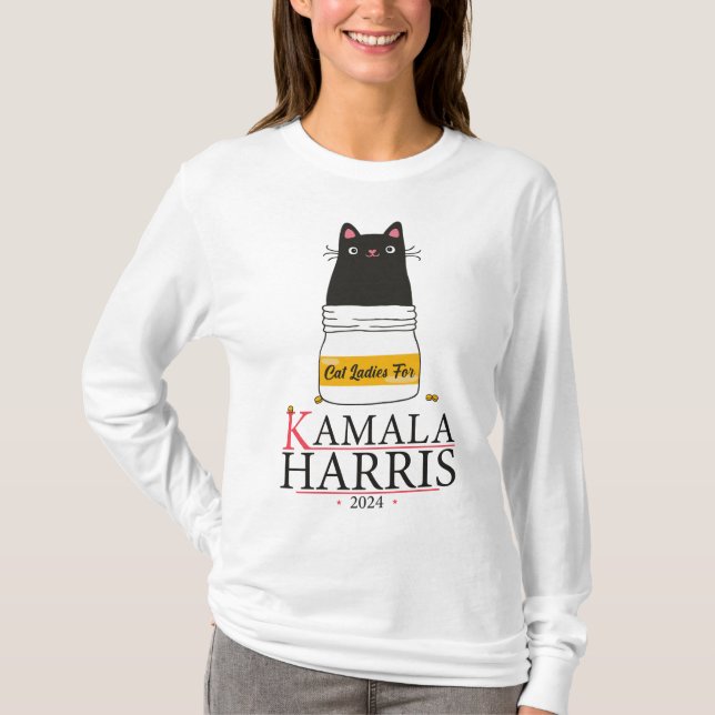 Camiseta Gato Senhoras para Kamala Harris 2024 - Gata para  (Frente)