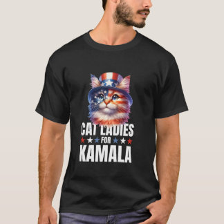 Camiseta Gato Senhoras para Kamala Harris Presidente 2024 E