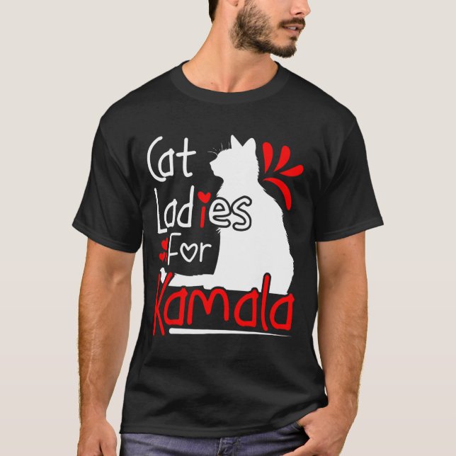 Camiseta Gato-Senhoras Para O Gráfico De Kamala Silhouette (Frente)