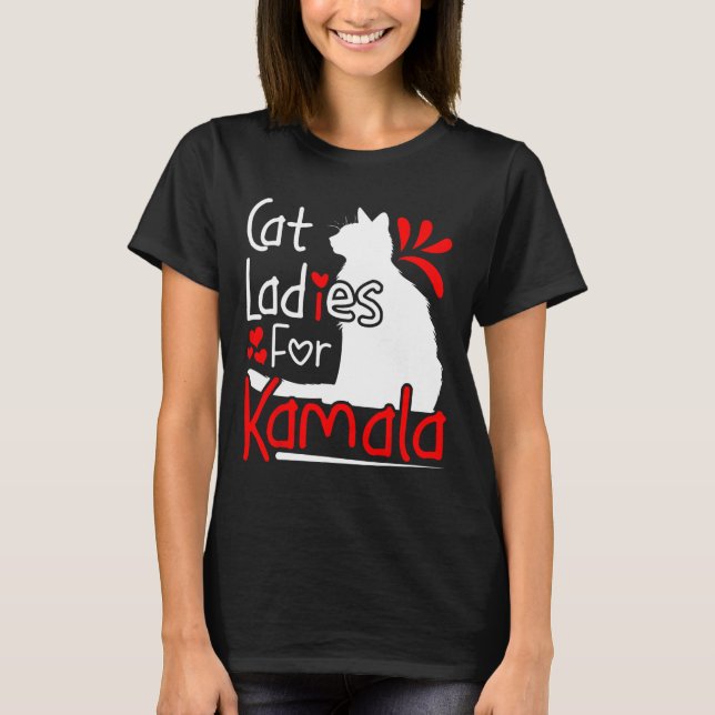 Camiseta Gato-Senhoras Para O Gráfico De Kamala Silhouette (Frente)