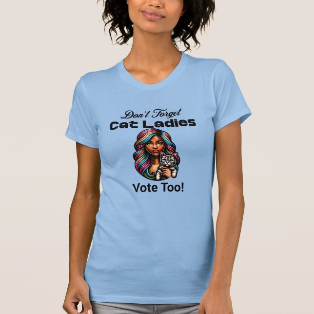 Camiseta Gato, Senhoras Votem Também! Harris Walz 2024 (Frente)