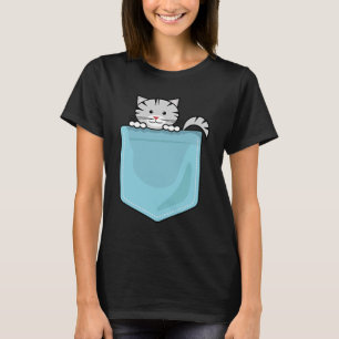 Camiseta gato sentado dentro de bolso Tabelas Stripe Patte