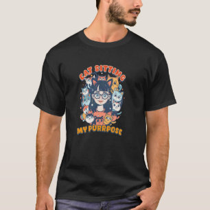 Camiseta Gato Sentado Meu Propósito de Design Gato Cuidador