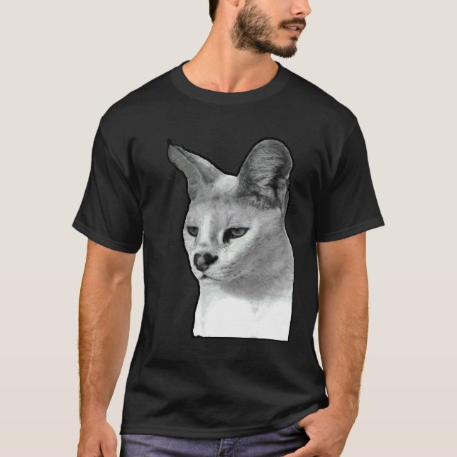 Camiseta Gato Serval Branco Africano (Frente)