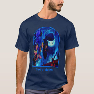 Camiseta Gato Siames Azul Elétrico Arte Personalizada