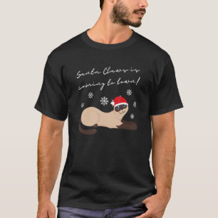 Camiseta Gato Siames Com Gato De Chapéu De Natal