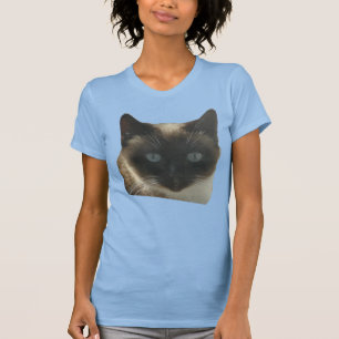 Camiseta Gato Siamês com T-Shirt Azul Brilhante